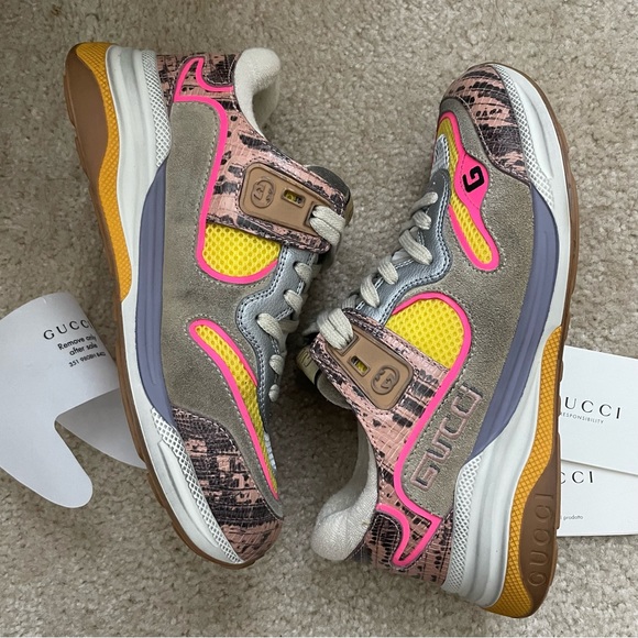 GUCCI women’s Ultrapace multicolor sneakers | snake print sz 37 - Picture 4 of 14